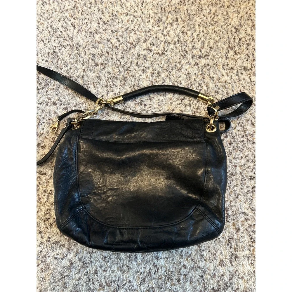 Vintage Michael Kors Leather Crossbody Bag Black Large Pockets Adjusting‎ Strap